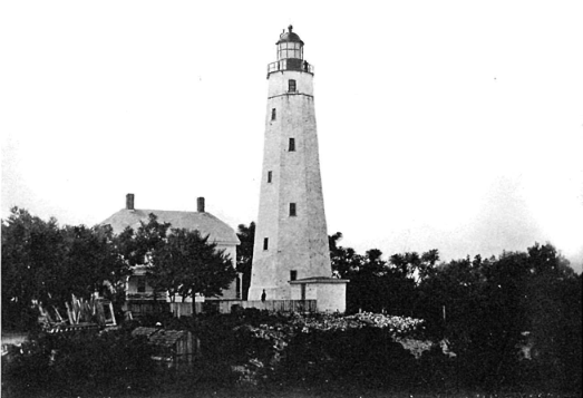 An old picture of Sandy Hook Lighthouse